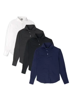 4 Color Pack - Feather Soft Piqué Full Sleeve Polo Shirt