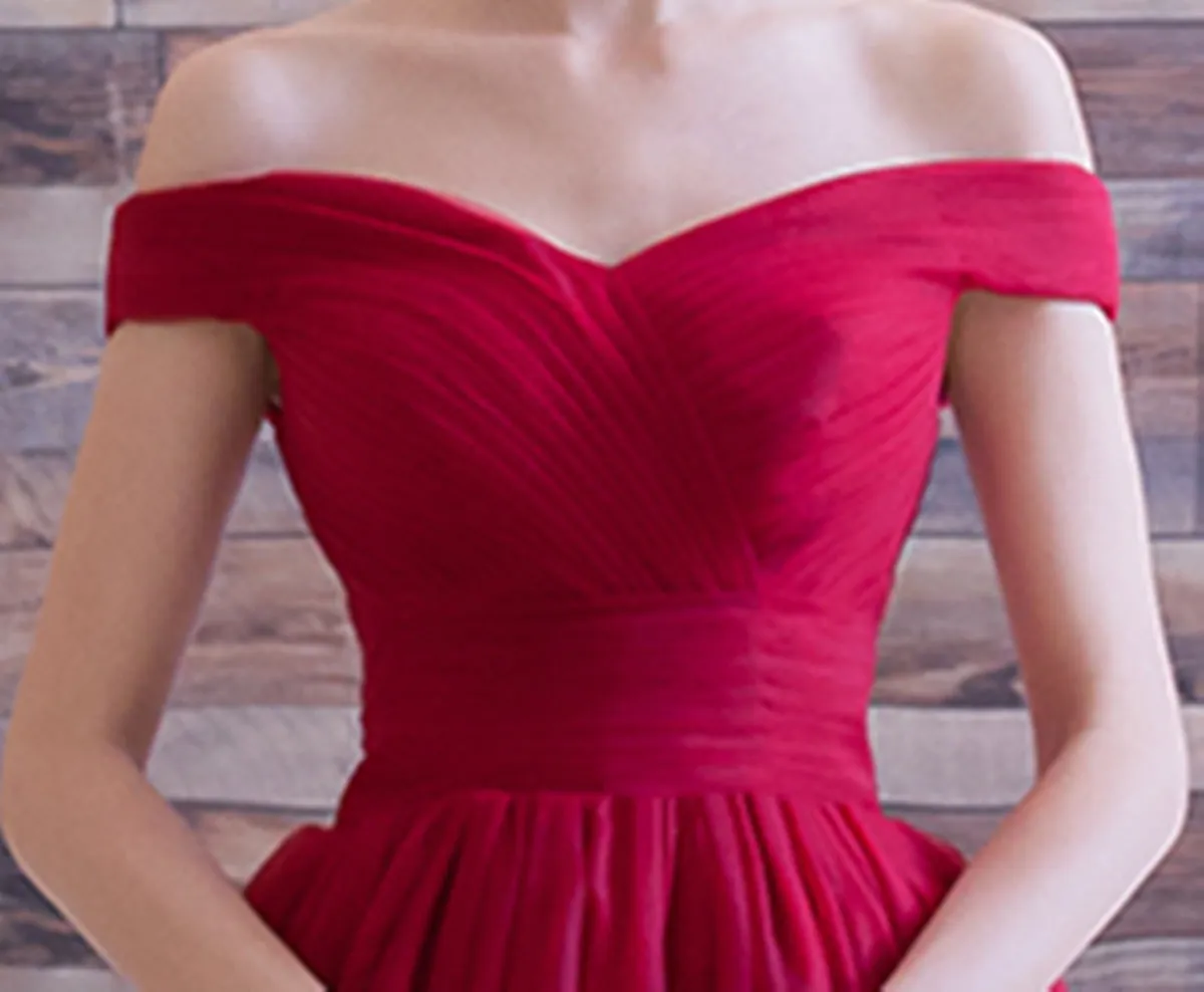 A Line Off Shoulder Short Burgundy Prom Dresses, Short Formal Dresses, Homecoming Dresses, Evening Dresses