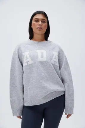 ADA Oversized Knit Sweatshirt - Light Grey Melange/Cream