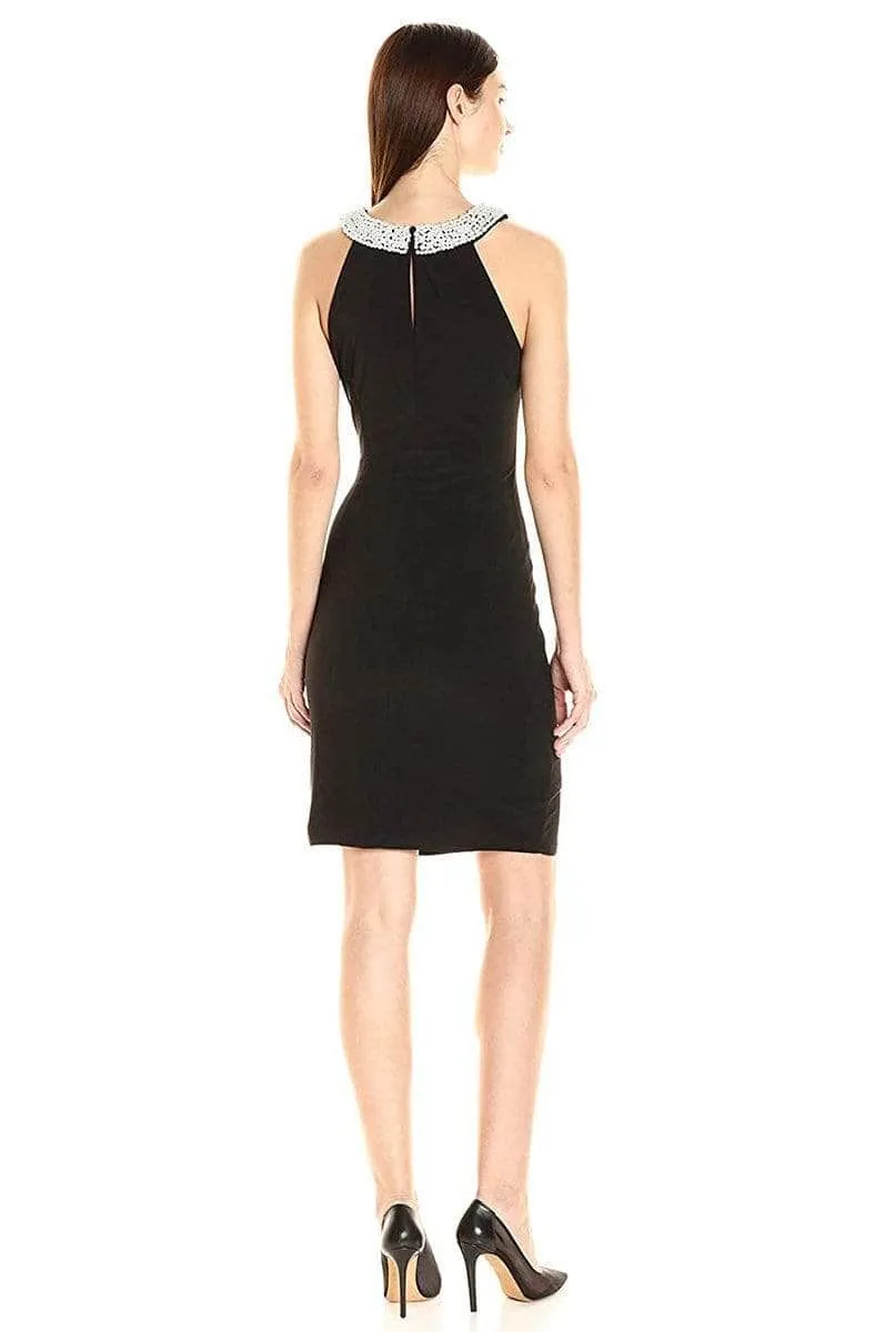 Adrianna Papell - AP1D100522 Sleeveless Halter Neck Short Dress - 1 pc Black In Size 12 Available