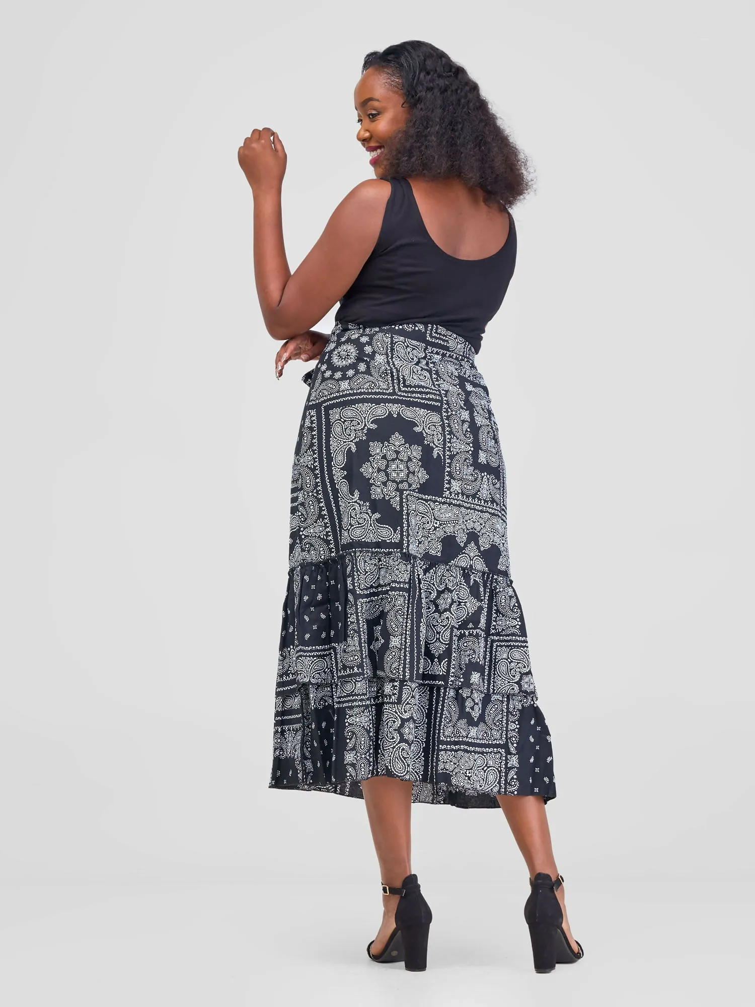 Bella Wangu Gypsy Bandana Print Skirt - Black / White