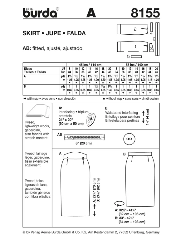 Burda Skirts 8155
