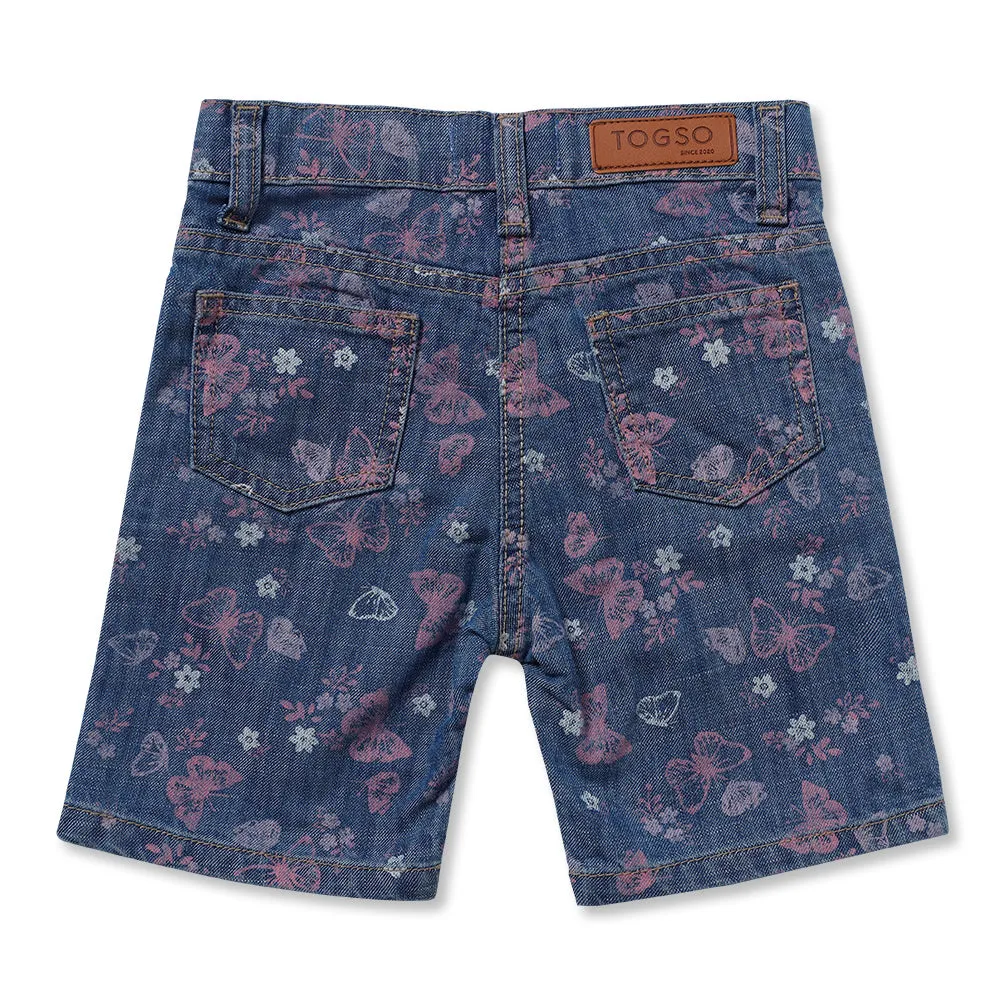 Butterfly Print Denim Shorts