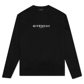 Classic Fit Sweatshirt w/ Reverse Print - Black