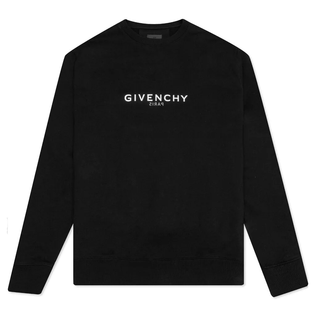 Classic Fit Sweatshirt w/ Reverse Print - Black