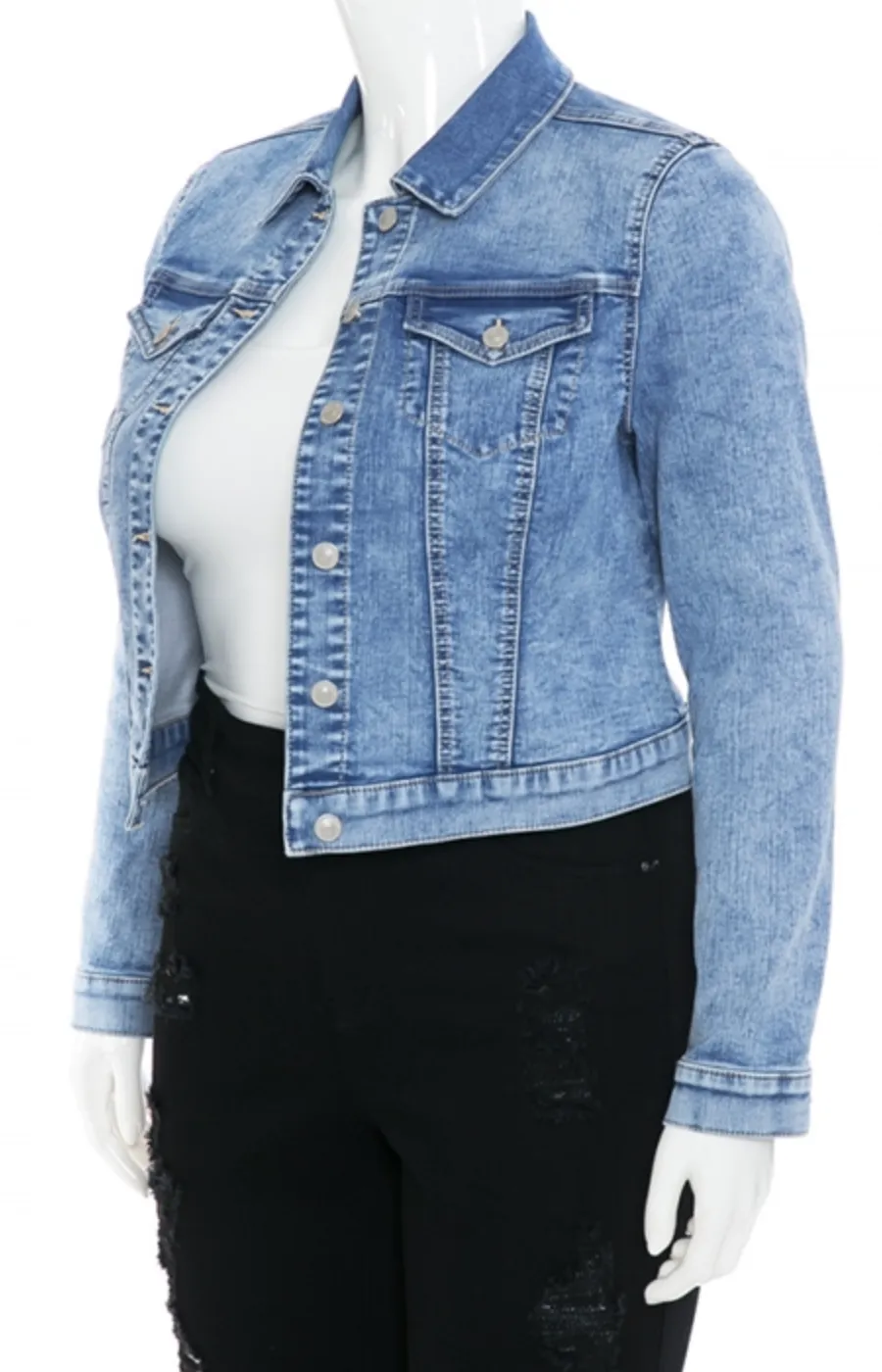 Classic Slim Fit Jean Jacket 1X-3X