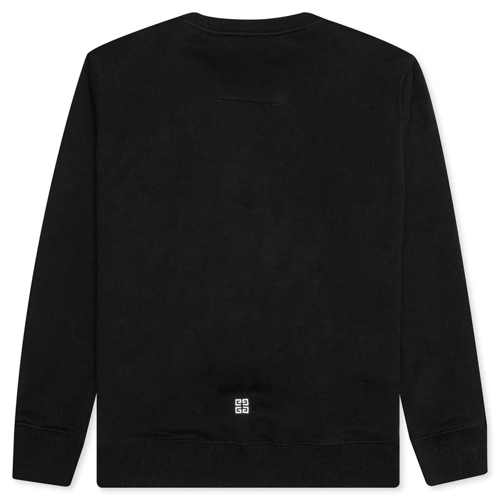 College Embroidered Slim Fit Sweatshirt - Black