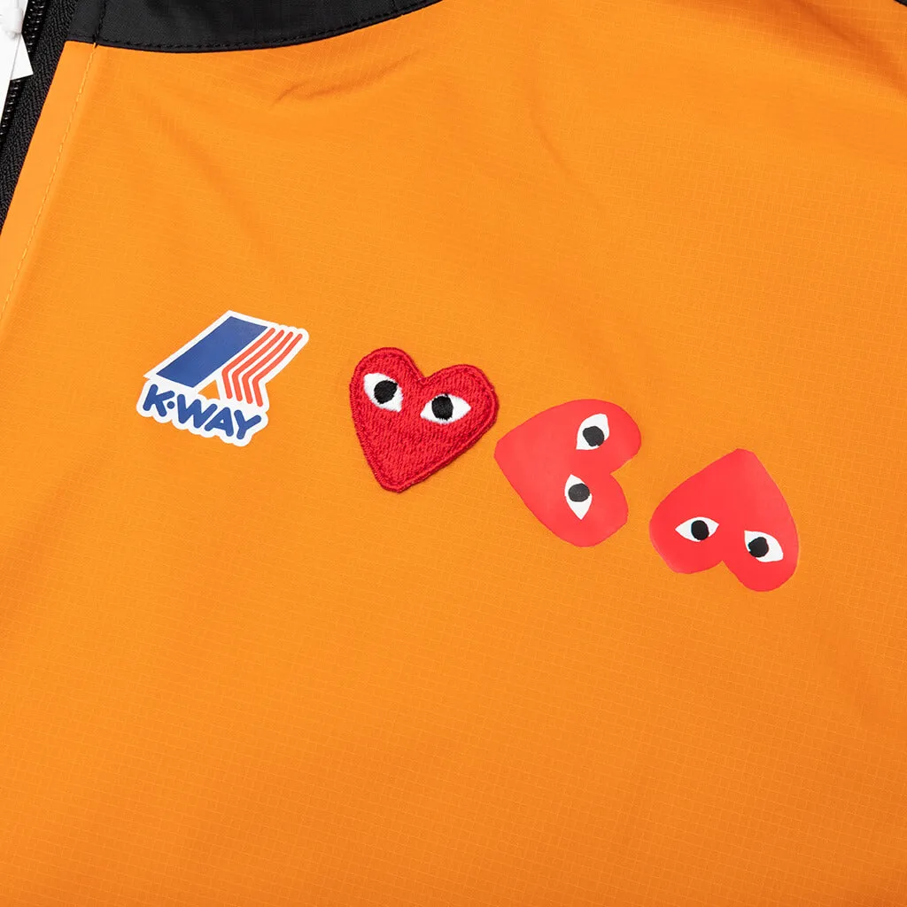 Comme des Garcons Play x K-Way Logos Full Zip Jacket - Orange/Black