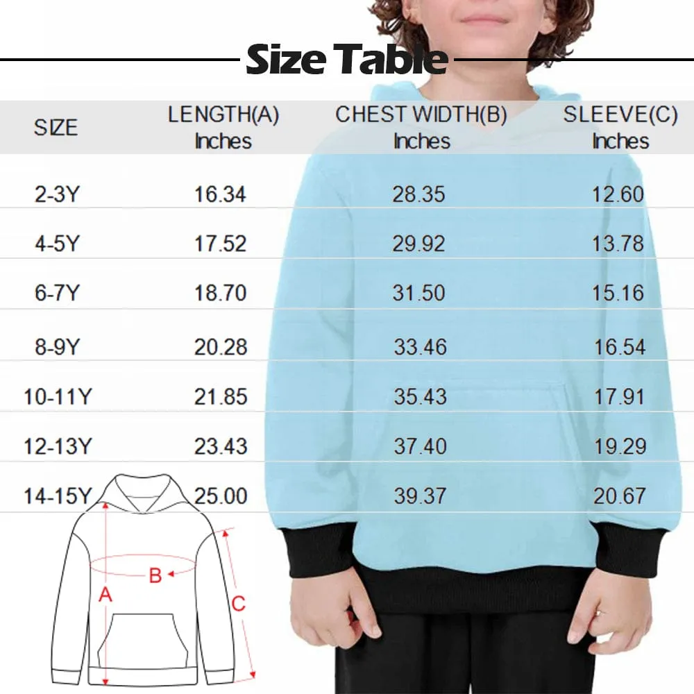 Custom Seamless Face Stitching Kid's Long Sleeve Hoodie for 2-15Y Personalized Hooded Pullover Loose Hoodie