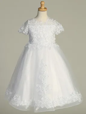 Embroidered First Communion Gown with Sequins