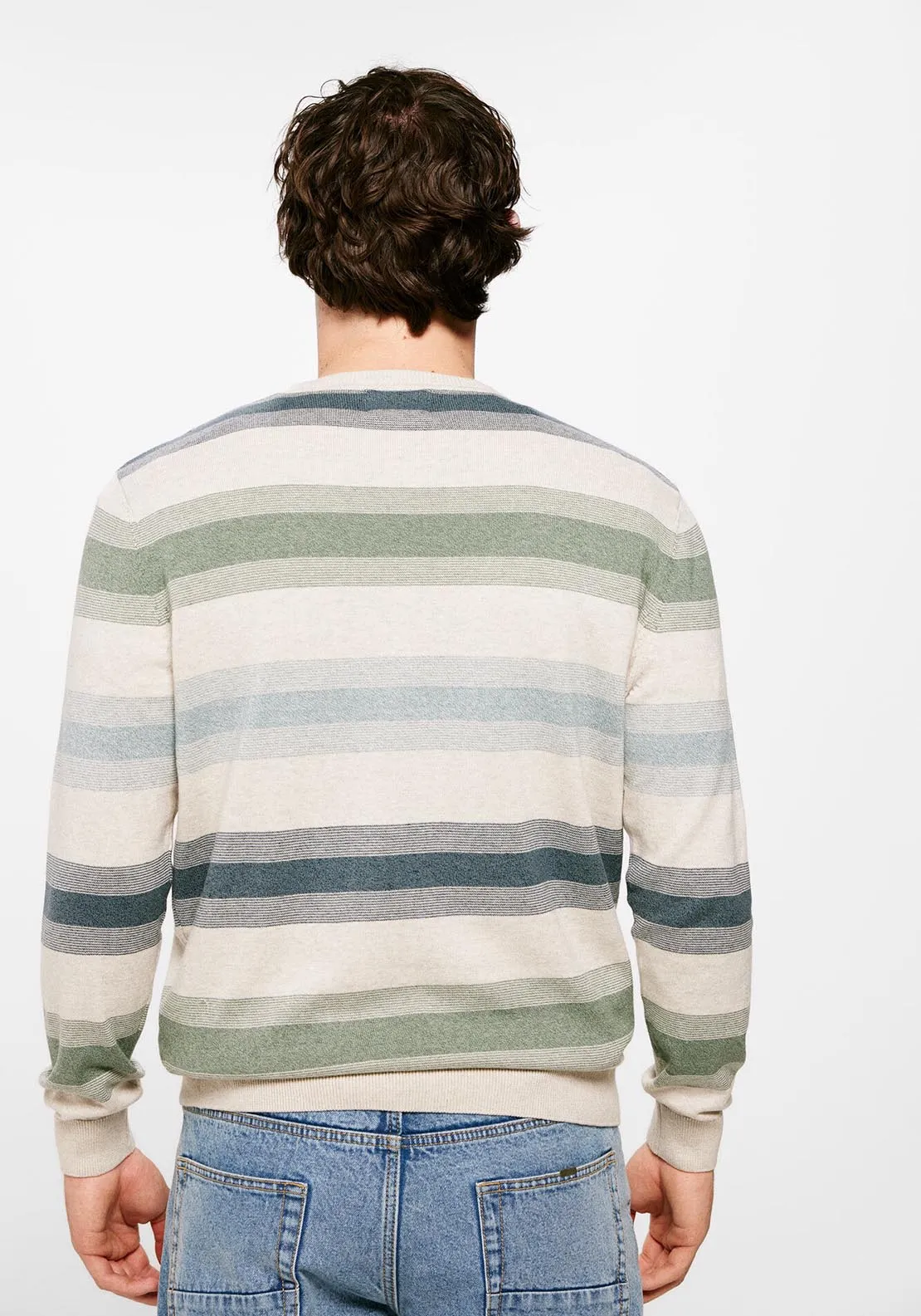 Fine Wool Stripe Knit - Green