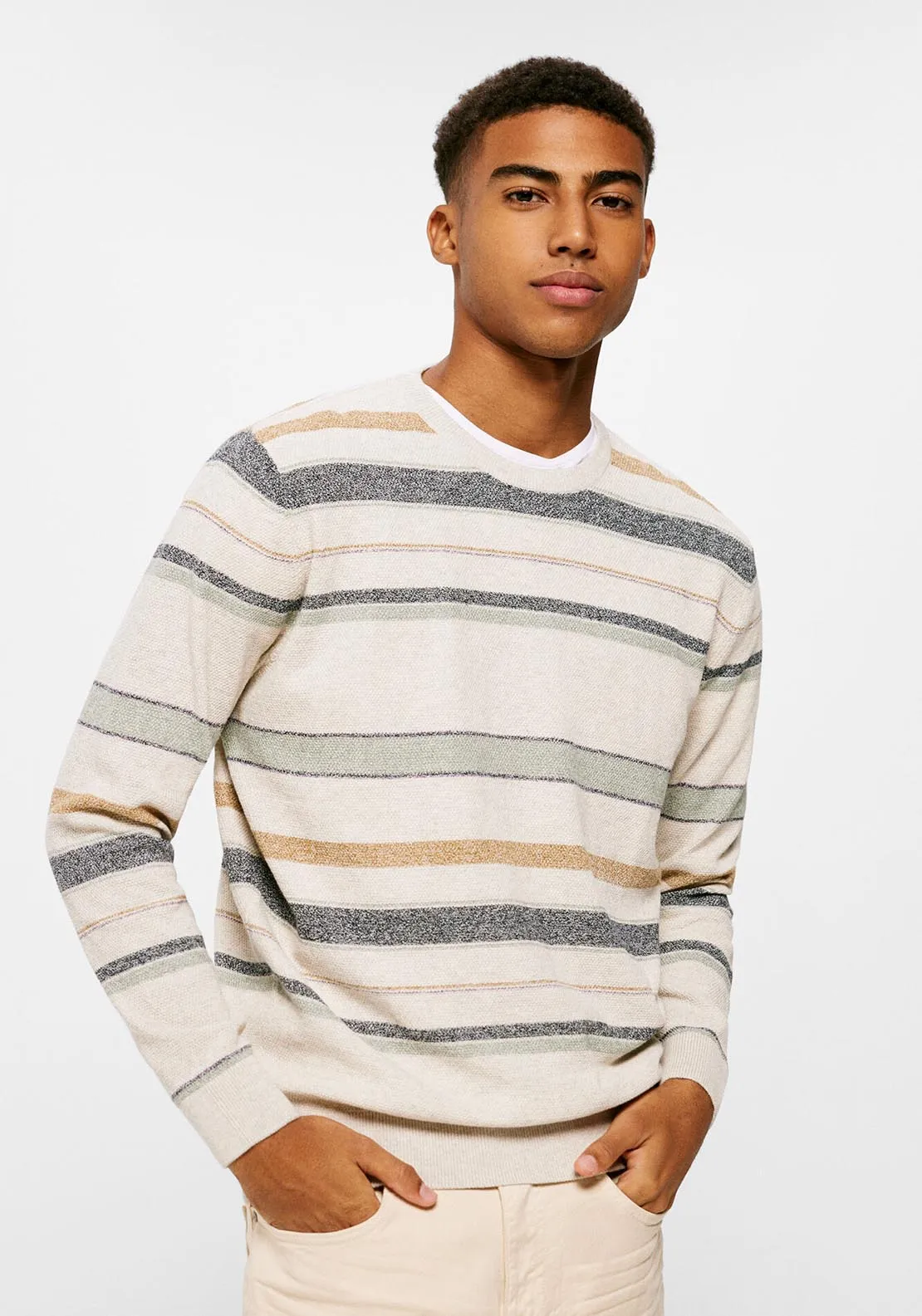 Fine Wool Stripe Knit - Navy