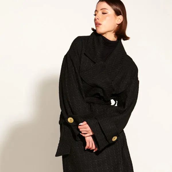 Forever Oversized Coat - Black Boucle