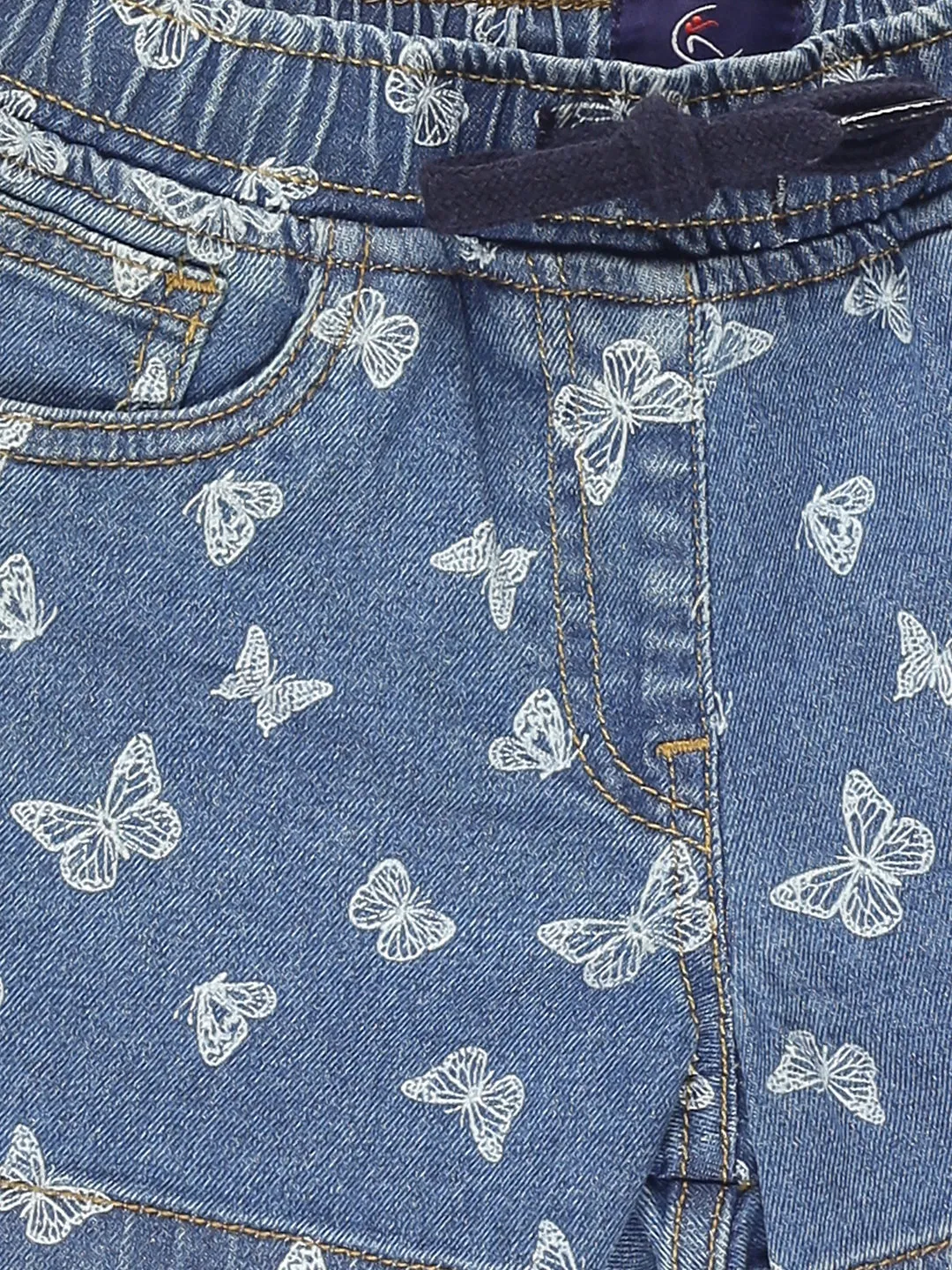 Girls Printed Denim Hot Shorts