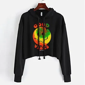 Good Vibes Happy Face Crop Top Hoodie