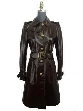 Gucci Light Patent Leather Belted Trench Coat Size M