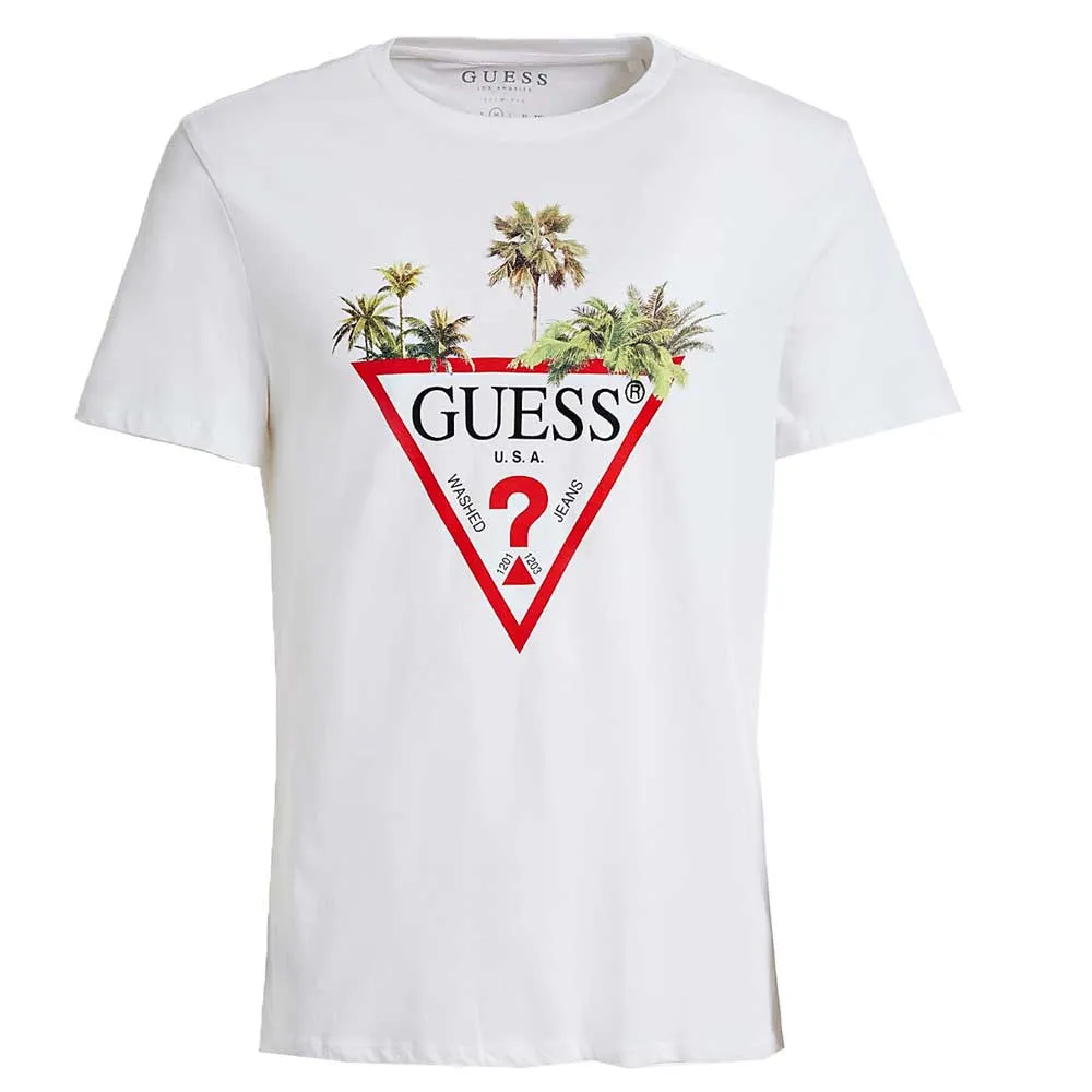 Guess Palm Tree Triangle  T-Shirt - White