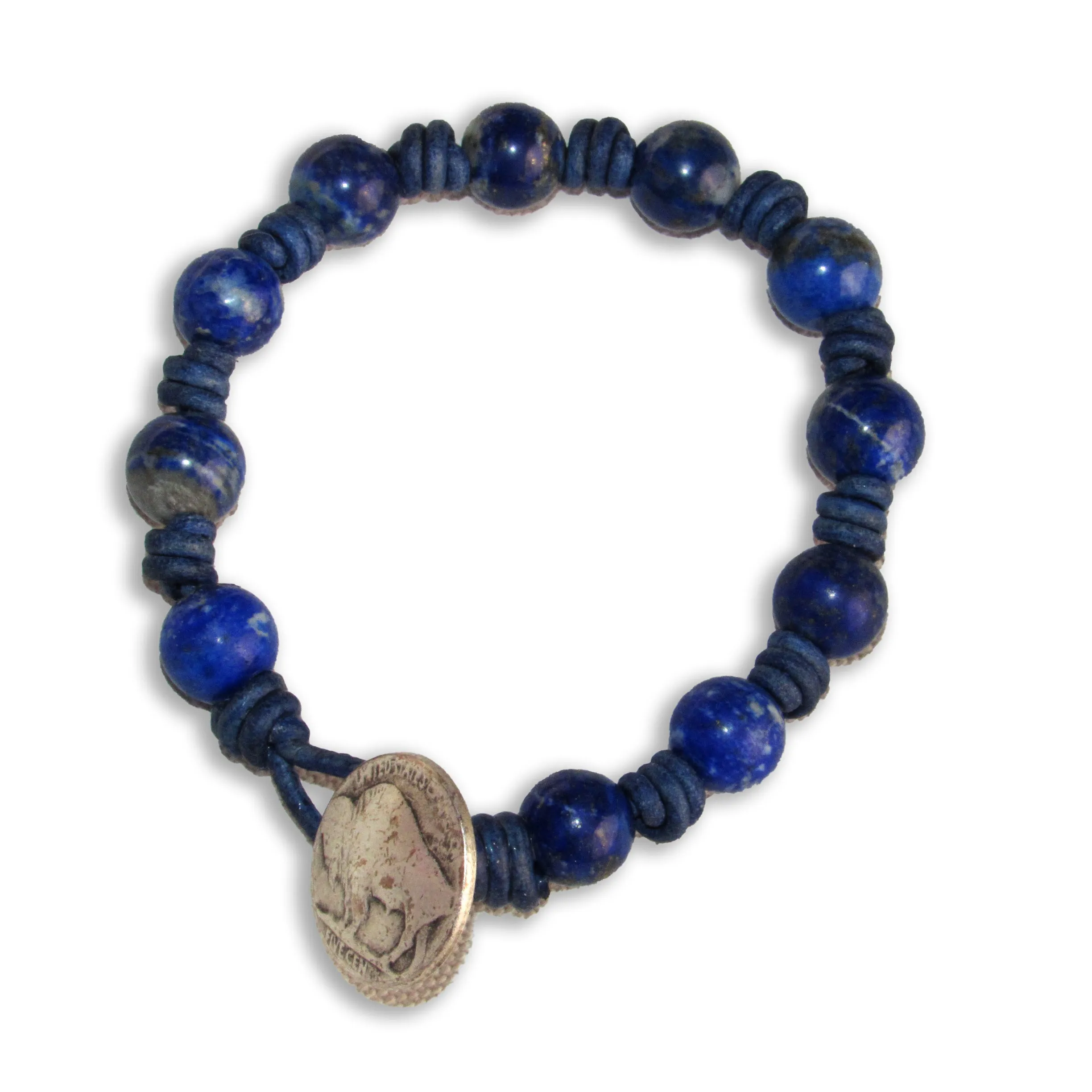 Hand knotted Lapis Lazuli gemstone Leather Bracelet