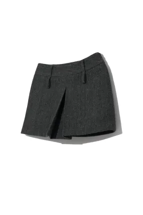 Herringbone Mini Skirt in Charcoal