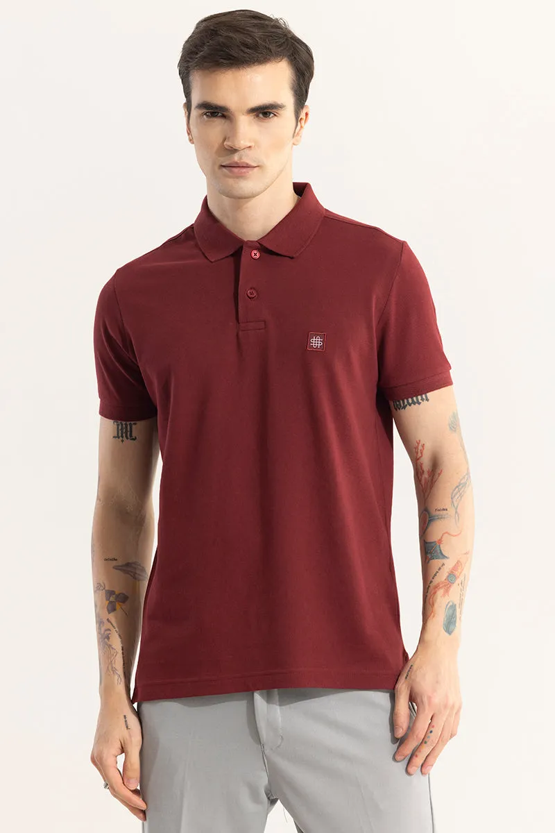 Incise Logo Maroon Polo T-Shirt