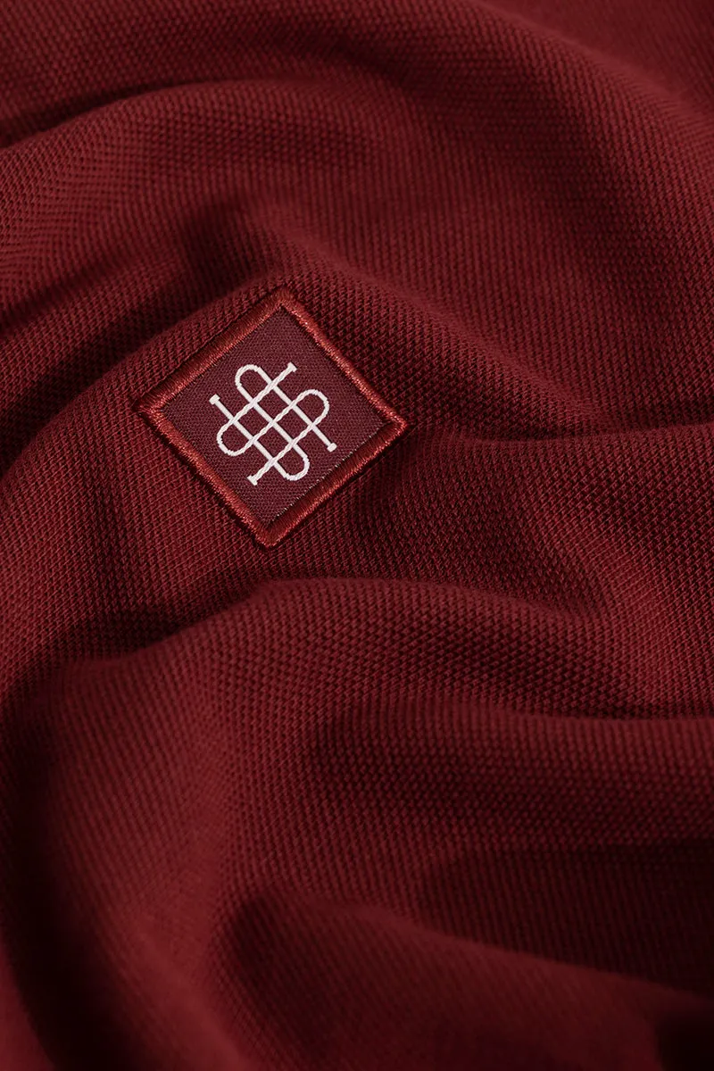 Incise Logo Maroon Polo T-Shirt