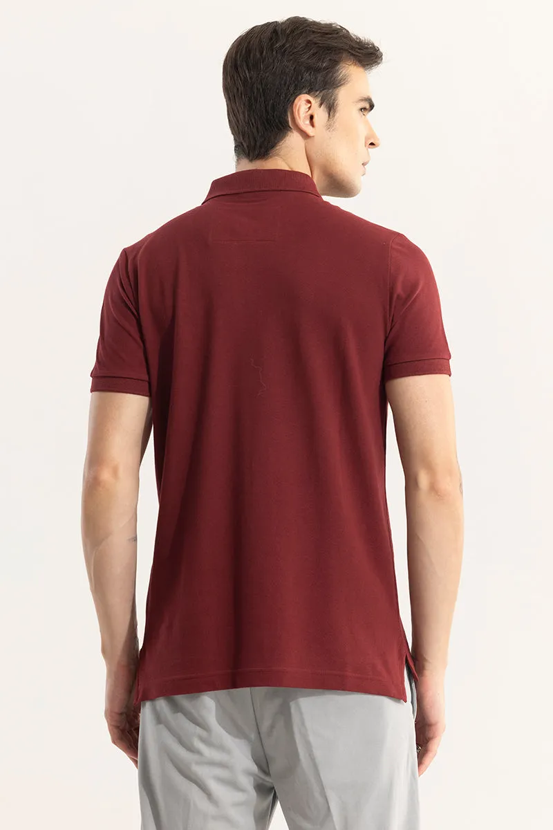 Incise Logo Maroon Polo T-Shirt