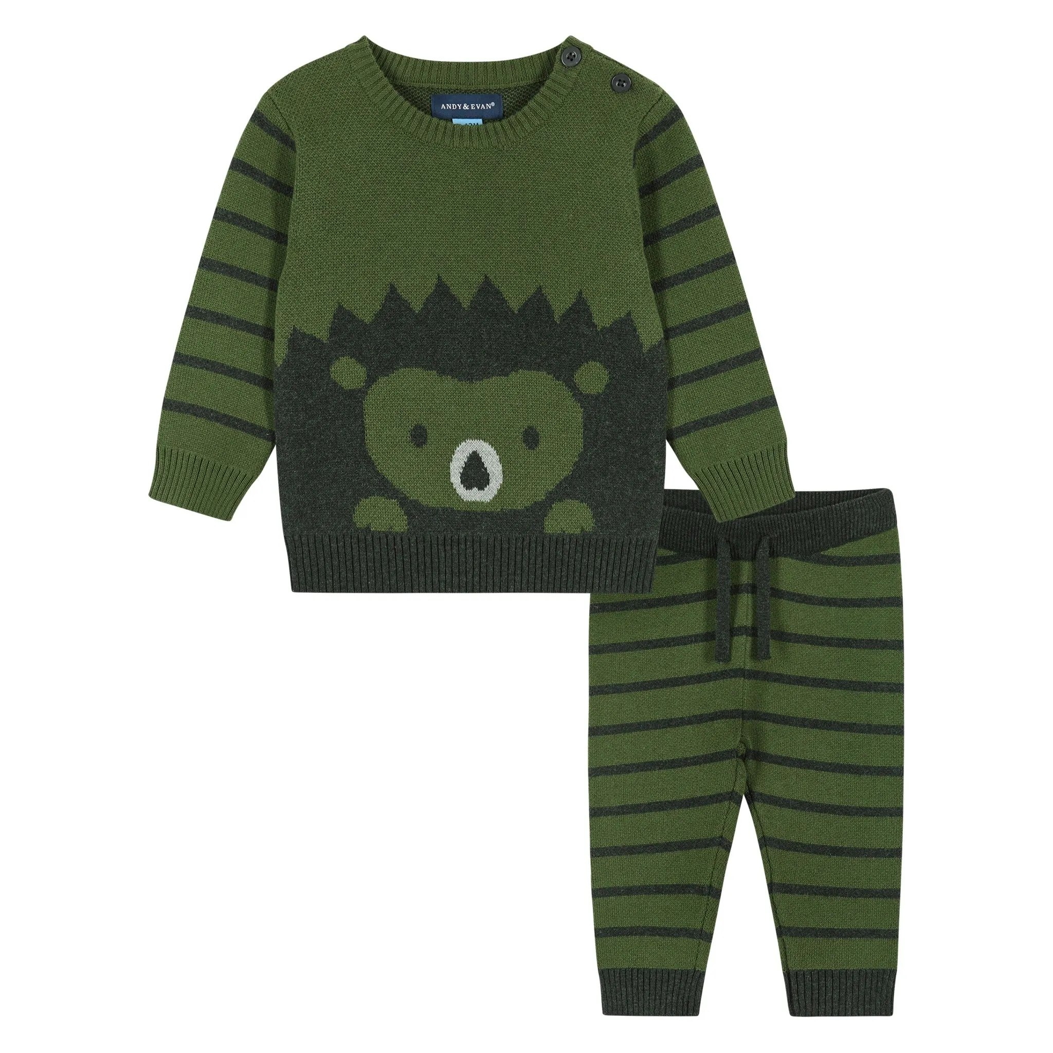 Infant Olive Porcupine Sweater Set  | Green