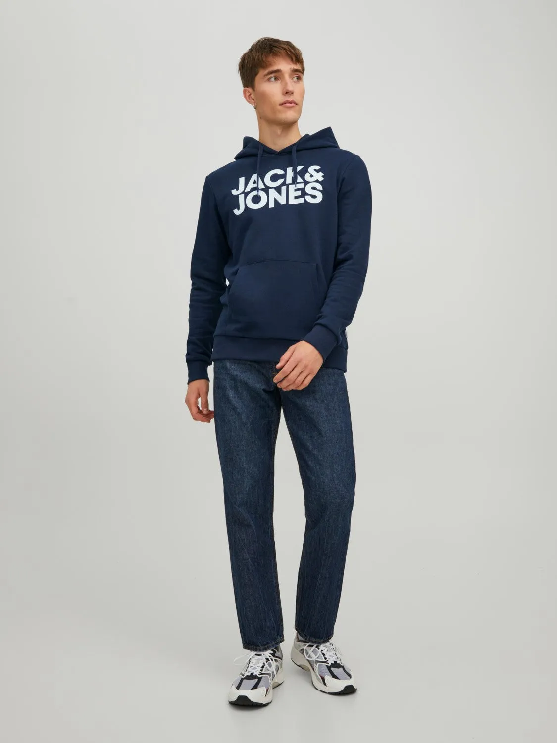 Jack & Jones Men's 'JJECORP' Hoodie Logo Sweatshirt