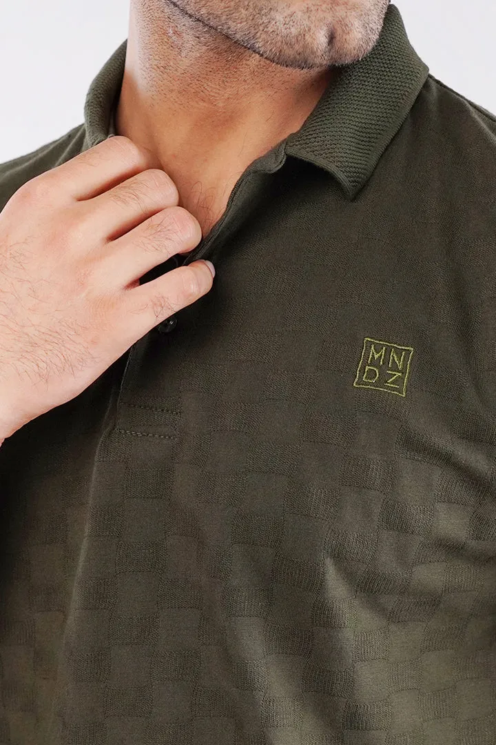 Jacquard Polo Shirt - Olive Green