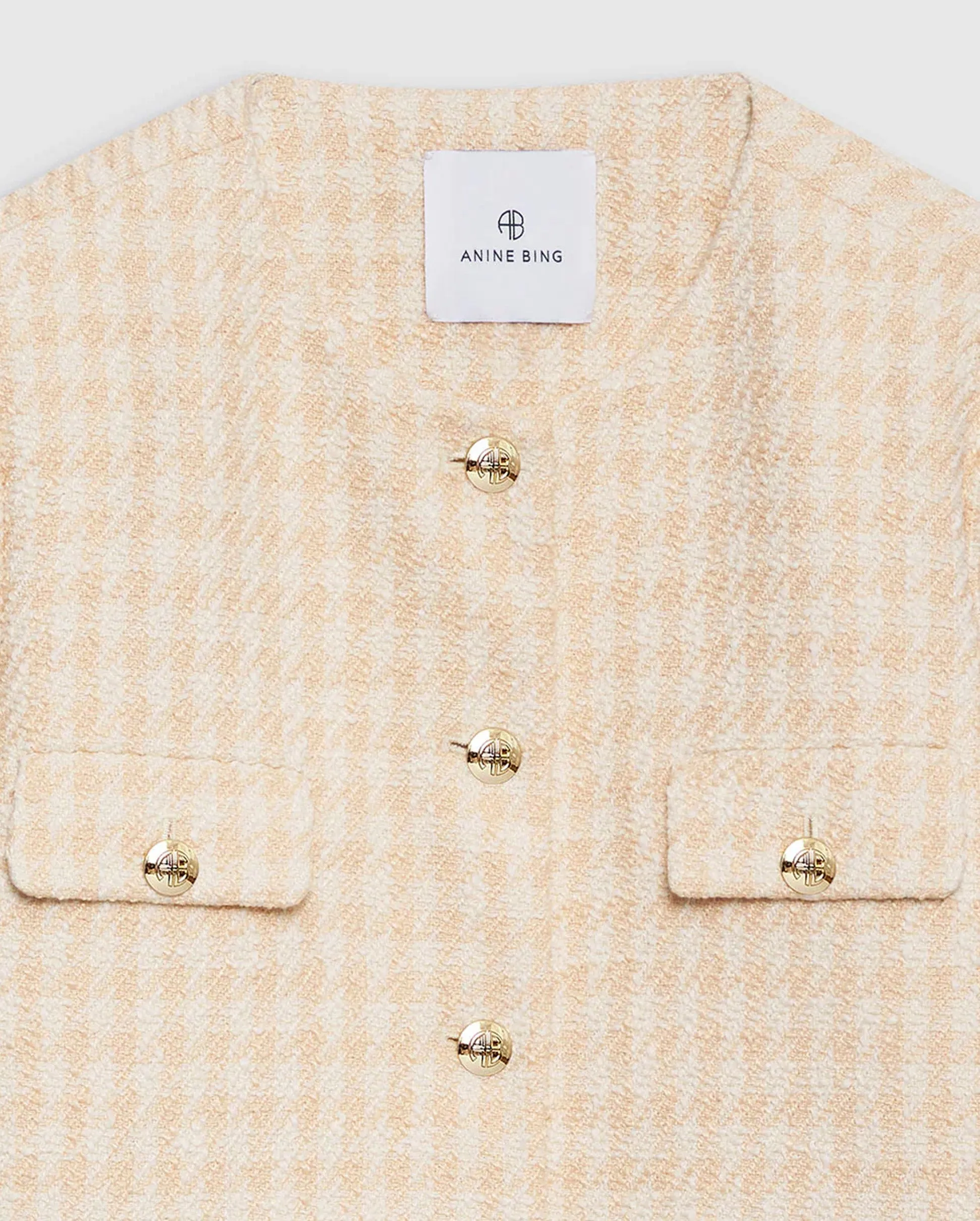 JANET JACKET / CREAM AND PEACH HOUNDSTOOTH