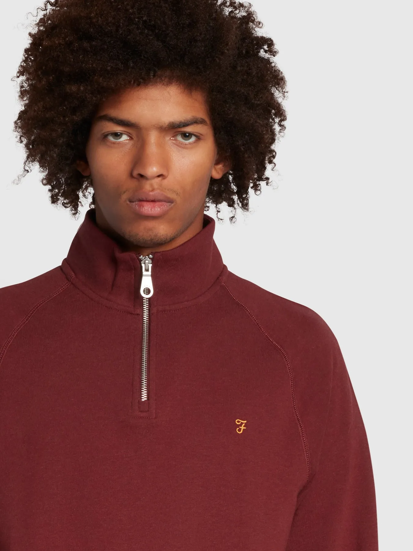 Jim Organic Cotton Quarter Zip Sweatshirt In Farah Red Marl