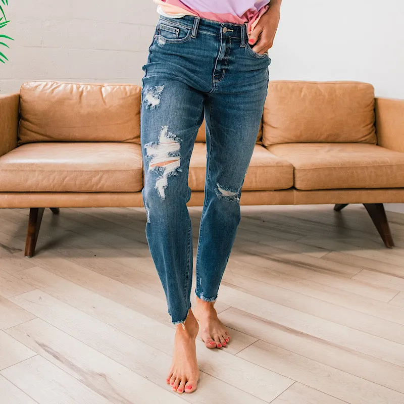 Judy Blue Jessica Distressed Relaxed Jeans