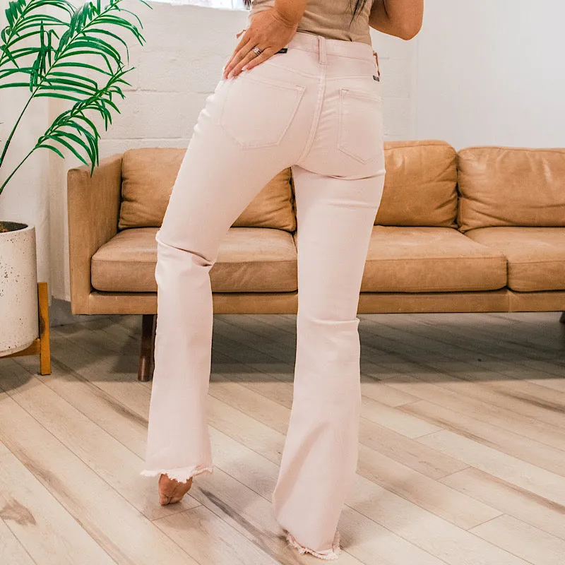 KanCan Randi Button Up Flare Jeans - Blush