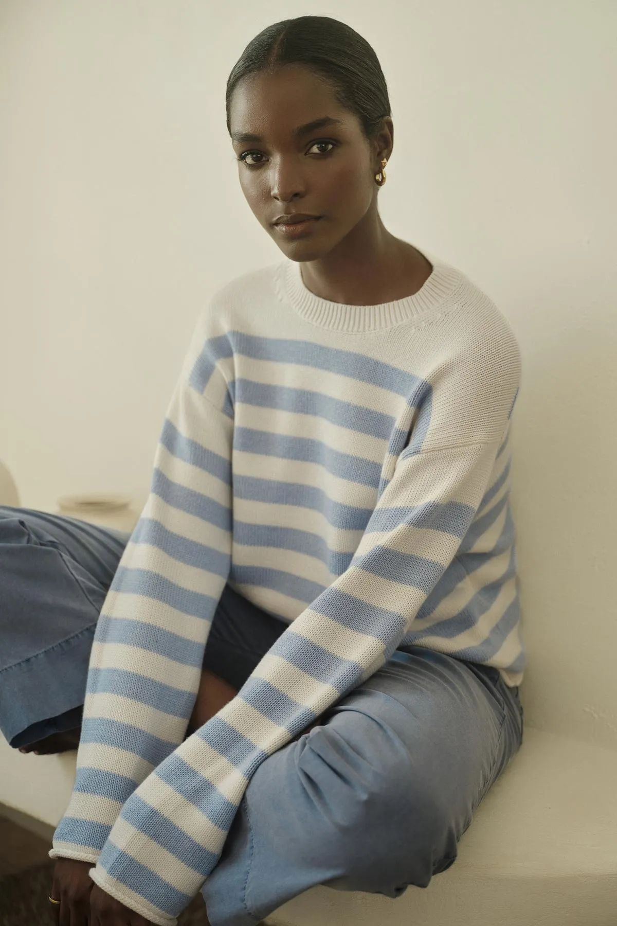 LEX STRIPED CREW NECK SWEATER