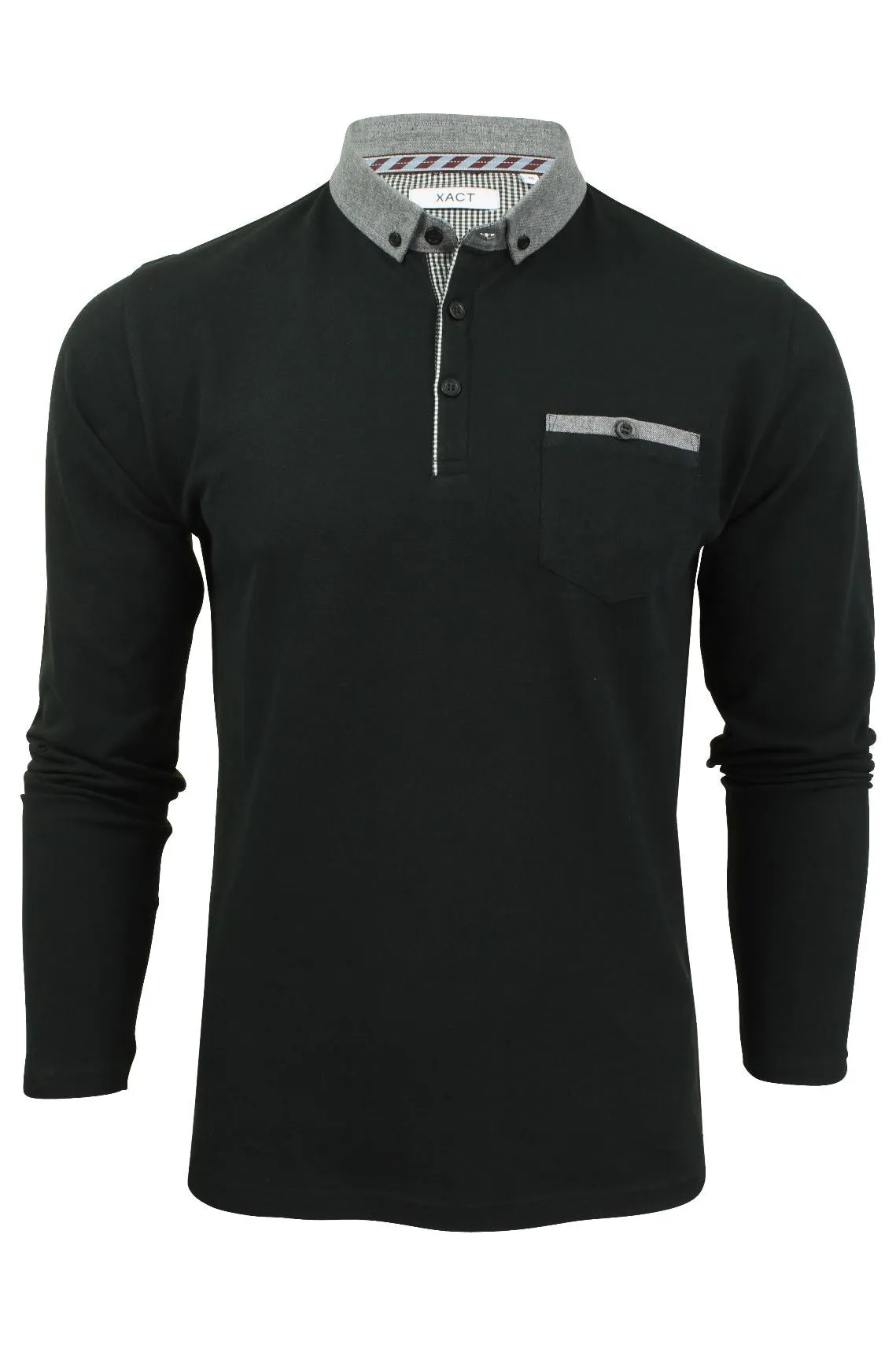 Mens Long Sleeved Button Down Collar Polo T-Shirt by Xact