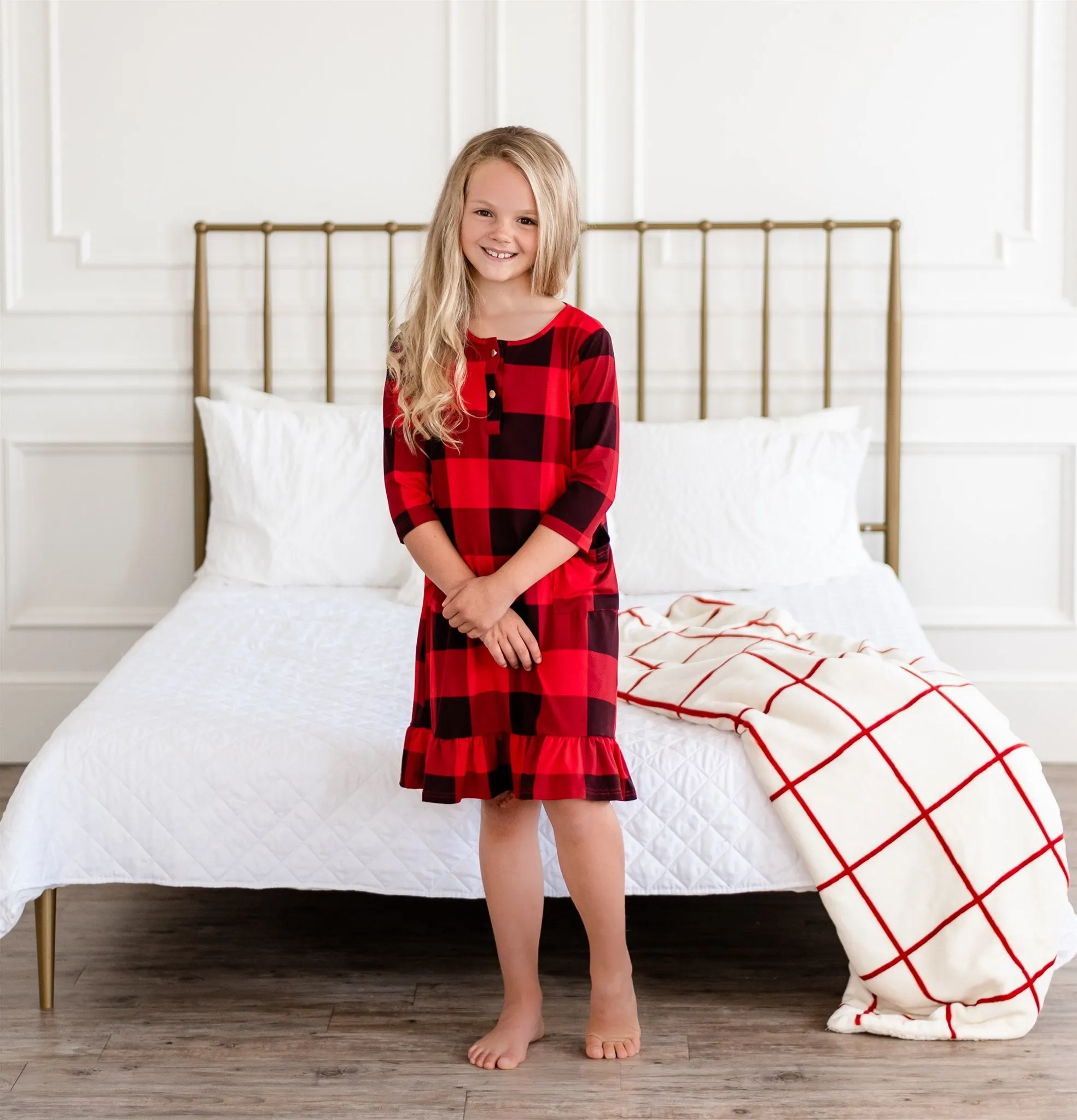 Mommy and Me Holiday House Dress: Girls' Buffalo Plaid