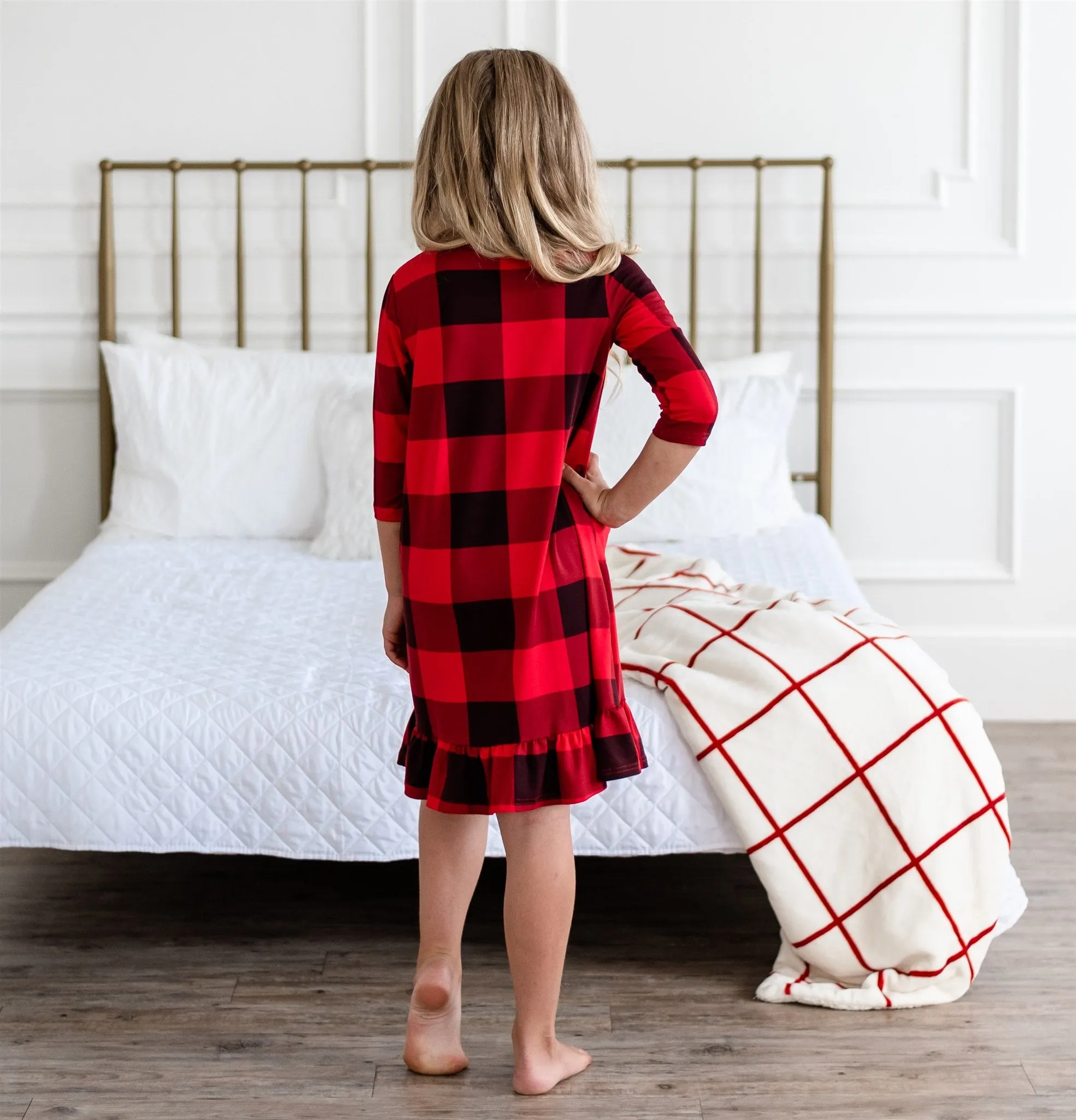 Mommy and Me Holiday House Dress: Girls' Buffalo Plaid