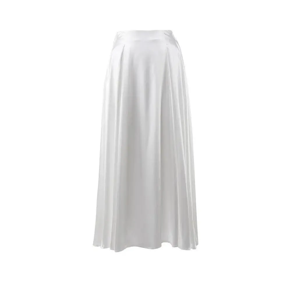 MS006 Satin High Waisted Maxi Skirts