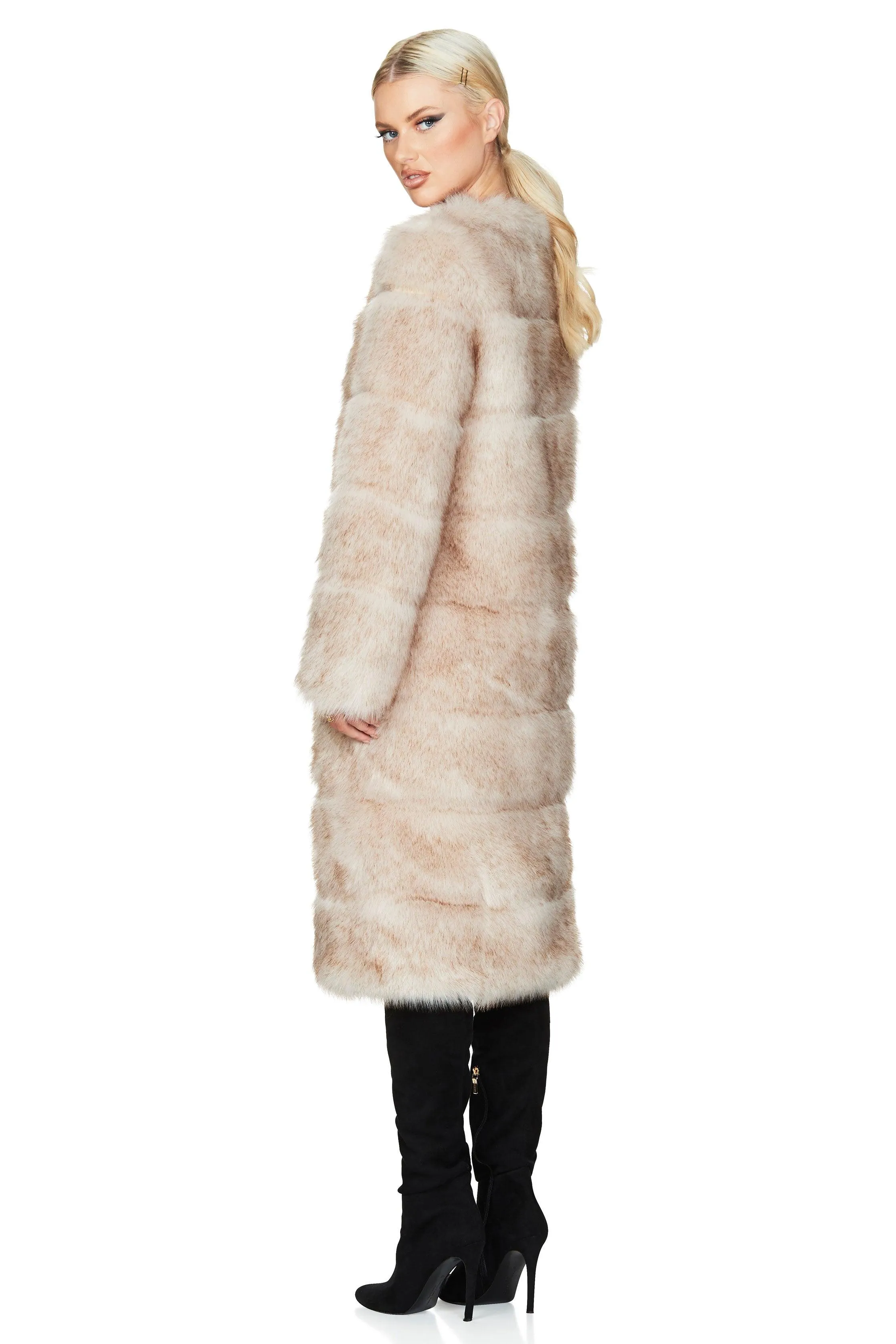 Nookie Tatiana Faux Fur Long Jacket - Cream