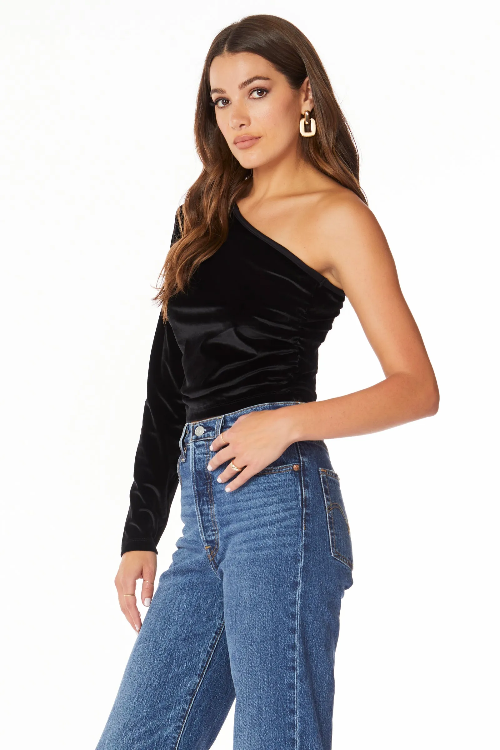 ONE SHOULDER SHIRRED TOP