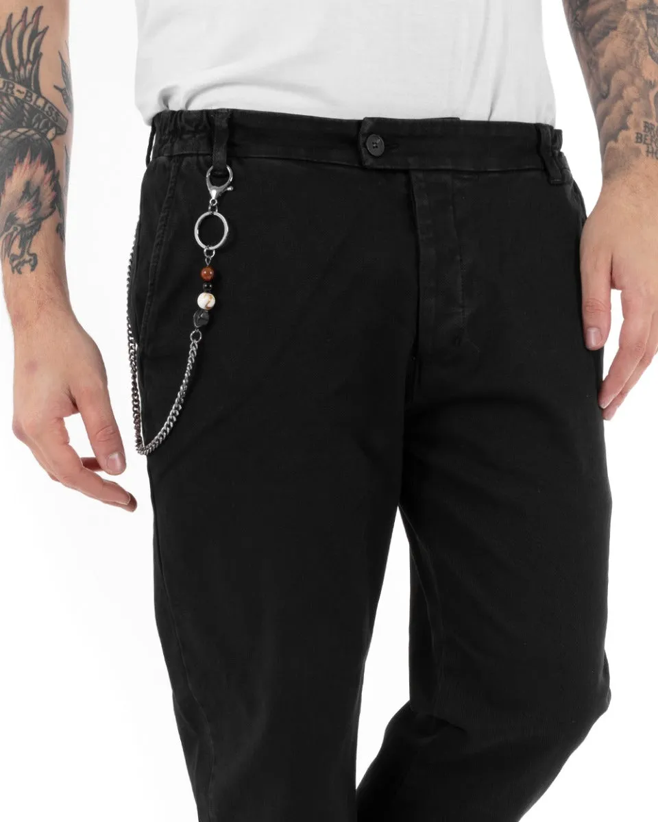 Pantaloni Uomo Tasca America Abbottonatura Allungata Classico Casual Nero GIOSAL-P5152A