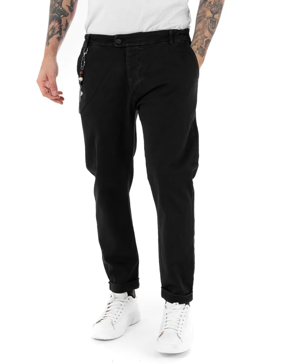 Pantaloni Uomo Tasca America Abbottonatura Allungata Classico Casual Nero GIOSAL-P5152A