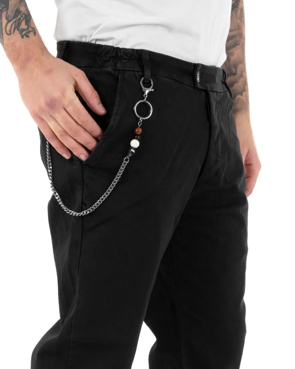 Pantaloni Uomo Tasca America Abbottonatura Allungata Classico Casual Nero GIOSAL-P5152A