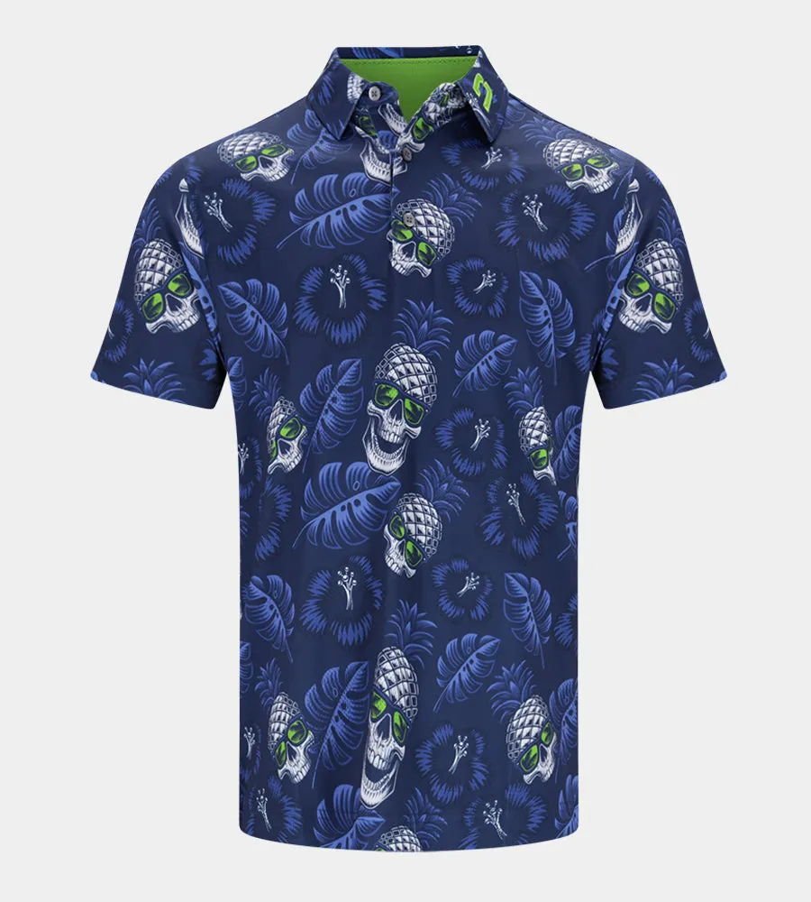 PINEAPPLE SKULL POLO - NAVY / LIME