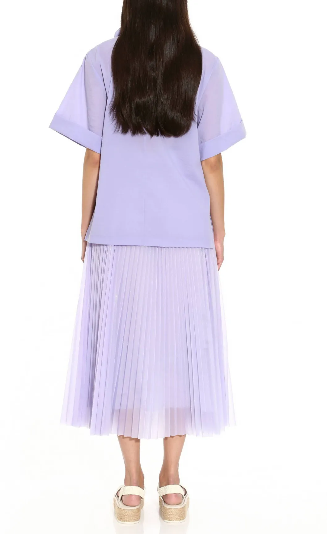 Pleated Skirt in Lavender Coated Mesh