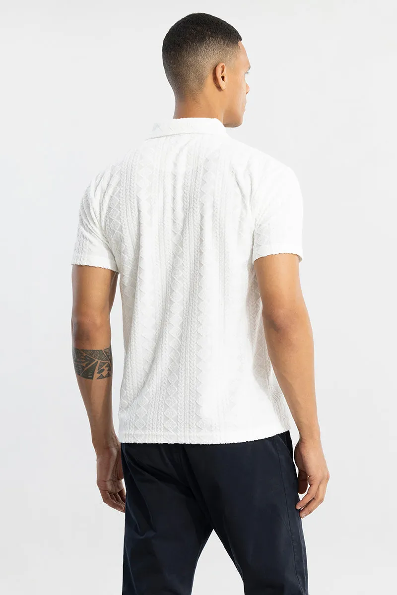 Square Diamond White Polo T-Shirt