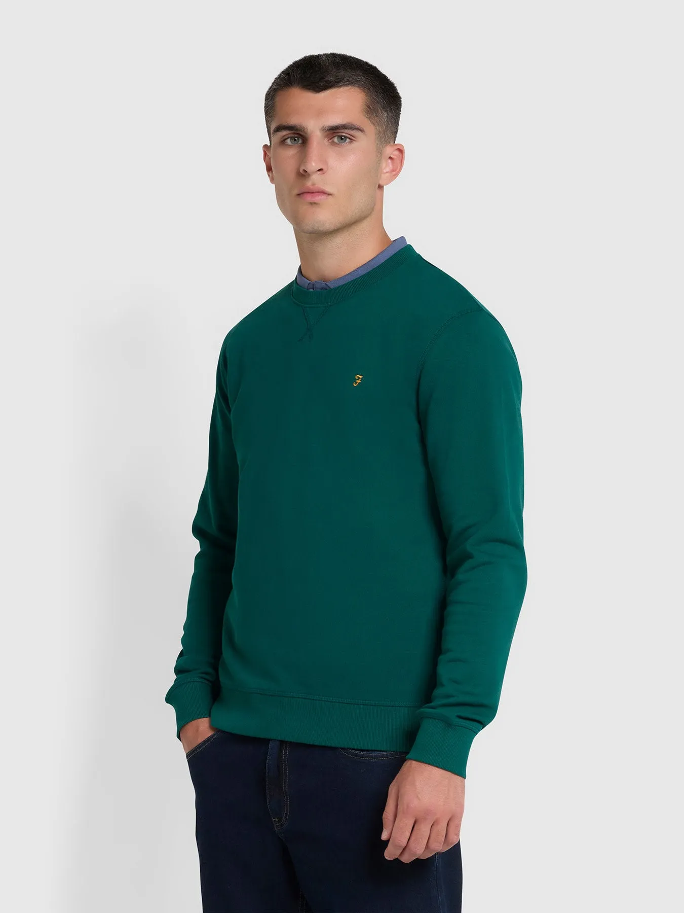 Tim Organic Cotton Crew Neck Sweatshirt In Botanic Green