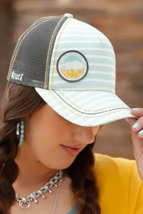 Women's Cruel Denim Light Blue Stripe Trucker Cap